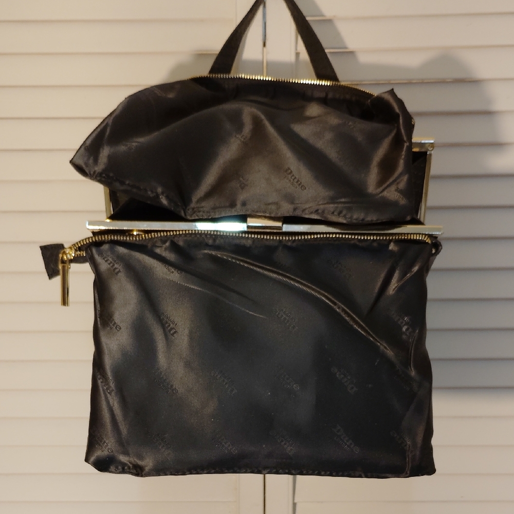 Dune London Black Satin Cosmetic Bag with Gold Accents - Picture 5 of 14